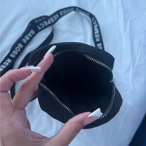 Black Crossbody Bag with Logo Strap